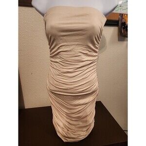 Codigo Women's Tan Strapless Ruched Short Dress Size M Medium Mini Bodycon Party